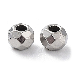 Stainless Steel Color 201 Stainless Steel Spacer Beads, Faceted Round, Stainless Steel Color, 3x2.5mm, Hole: 1.2mm
