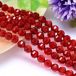 Orange Red Faceted Round Imitation Austrian Crystal Bead Strands, Grade AAA, Orange Red, 8mm, Hole: 0.9~1mm, about 50pcs/strand, 15.7 inch