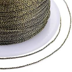 Коричневый Полиэфирная плетеная металлическая нить, для изготовления и вышивки плетеных браслетов своими руками, кофе, 0.4 мм, 6 -ply, около 54.68 ярдов (50 м) / рулон
