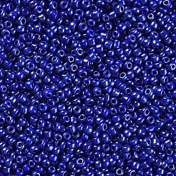 Blue Glass Seed Beads, Opaque Colors Lustered, Round, Blue, 2mm, Hole: 1mm, about 30000pcs/pound