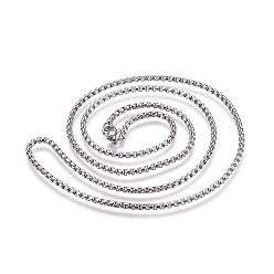 Stainless Steel Color 304 Stainless Steel Box Chain Necklaces, Stainless Steel Color, 23.62 inch(60cm)