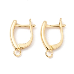 Real 18K Gold Plated Brass Hoop Earring Findings with Latch Back Closure, with Horizontal Loops, Cadmium Free & Lead Free, Long-Lasting Plated, Real 18K Gold Plated, 20x13x3mm, Hole: 2mm, Pin: 1mm