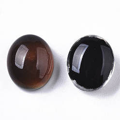 Noir Cabochons en verre translucide, la couleur changera avec la température différente, Ovale Plat, noir, 12.5x10.5x6.5mm