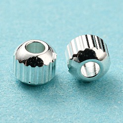Silver 201 Stainless Steel Beads, Round, Silver, 4x3.5mm, Hole: 1.5mm