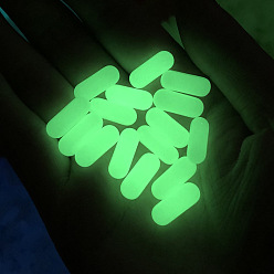 Green Yellow Synthetic Luminous Stone Beads, Glow in the Dark, Capsule Shape, No Hole, Green Yellow, 15x6mm