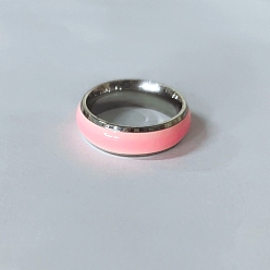 Pearl Pink Luminous 304 Stainless Steel Flat Plain Band Finger Ring, Glow In The Dark Jewelry for Men Women, Pearl Pink, US Size 9(18.9mm)