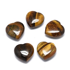 Tiger Eye Natural Tiger Eye Heart Love Stone, Pocket Palm Stone for Reiki Balancing, 24.5~25x25x11~12mm