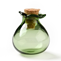 Vert Foncé Porte-bonheur forme verre liège bouteilles ornement, bouteilles vides en verre, fioles de bricolage pour décorations pendantes, vert foncé, 2.5 cm