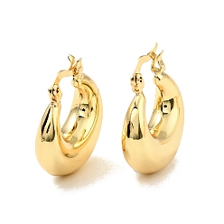 Настоящее золото 18K Массивные серьги-кольца из латуни с реечным покрытием для женщин, без кадмия и без свинца, реальный 18 k позолоченный, 21.5x20.5x6.8 мм, штифты : 0.8x2 мм