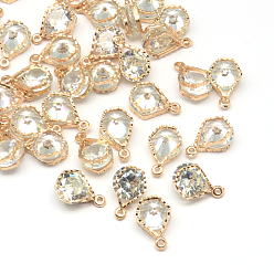 Light Gold Alloy Charms, with Cubic Zirconia, Light Gold, 13x8x5mm, Hole: 1mm