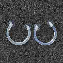 Clair Haltère circulaire/fer à cheval en acrylique avec double balle ronde, anneaux de sourcil, anneaux de septum nasal, clair, 12x12x3mm, goupille : 18 jauge (1 mm), diamètre intérieur: 10 mm, balle: 3 mm
