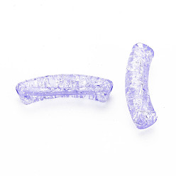 Lilac Transparent Crackle Acrylic Beads, Curved Tube, Lilac, 32x8x10mm, Hole: 1.6mm, about 330pcs/500g