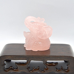 Quartz Rose Figurines d'éléphant de guérison sculptées en quartz rose naturel, statues de pierres de reiki pour la thérapie de méditation équilibrant l'énergie, 35x40x50mm