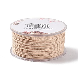 PeachPuff Round Waxed Polyester Cord, Twisted Cord, PeachPuff, 1mm, about 49.21 Yards(45m)/Roll