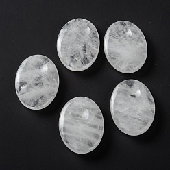 Cristal de cuarzo Masaje de cristal de cuarzo natural, piedra de preocupación para el pulgar para la terapia de ansiedad, oval, 40.5~41x30.5~31x8~9 mm