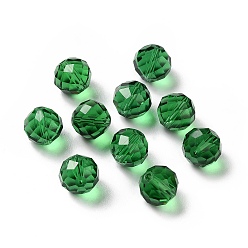 Verdemar Imitación de vidrio cuentas de cristal austriaco, facetados, rondo, verde mar, 10 mm, agujero: 1 mm