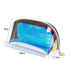Blue Laser Portable TPU Transparent Waterpoof Makeup Storage Bag, Multi-functional Wash Bag, with Pull Chain, Blue, 18x7.5x0.036x9cm