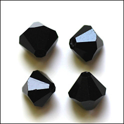 Noir Imitations de perles de cristal autrichien, grade de aaa, facette, Toupie, noir, 6x6mm, Trou: 0.7~0.9mm