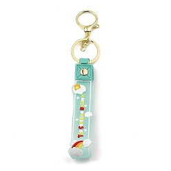 Turquoise Cloud PVC Rope Keychains, with Zinc Alloy Finding, for Bag Quicksand Bottle Pendant Decoration, Turquoise, 17.5cm