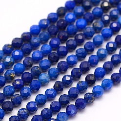 Lapis Lazuli Natural Lapis Lazuli Beads Strands, Grade AA, Faceted, Round, 4mm, Hole: 0.5mm, about 96pcs/strand, 15.7 inch(40cm)