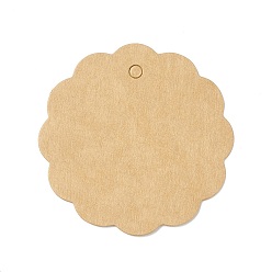 Bois Solide 100 étiquettes-cadeaux en papier kraft vierge, bord ondulé plat rond, burlywood, 5.95x0.05 cm, Trou: 4mm