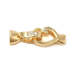 Real 18K Gold Plated Brass Micro Pave Clear Cubic Zirconia Fold Over Clasps, Heart, Real 18K Gold Plated, Heart: 12x8x2.5mm, Inner Diameter: 1mm; Clasps: 12.5x5.5mm, Inner Diameter: 3.5mm