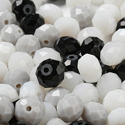 Black Glass Beads, Faceted, Rondelle, Black, 10x8mm, Hole: 1mm, about 67pcs/60g
