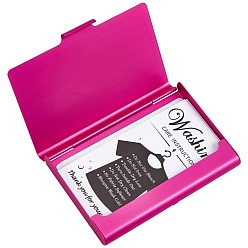 Deep Pink Gorgecraft Aluminium Alloy Business Cards Stroage Box, Hand-push Type, Rectangle, Deep Pink, 65x93x10mm, 2pcs