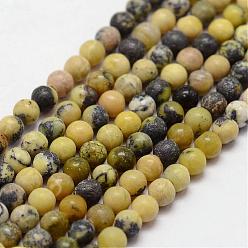 Yellow Turquoise(Jasper) Natural Yellow Turquoise(Jasper) Beads Strands, Round, 3mm, Hole: 0.5mm, about 125pcs/strand