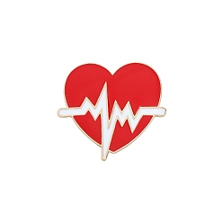 Heart Medical Theme Alloy Brooches, Enamel Lapel Pin, with Butterfly Clutches, for Backpack Clothes, Light Gold, Heart Pattern, 43x45.5mm