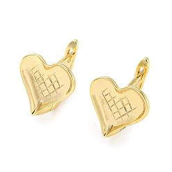 Real 18K Gold Plated Brass Heart Hoop Earrings Women, Real 18K Gold Plated, 13x11.5mm