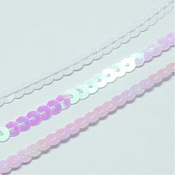 White AB-Color Plastic Paillette Beads, Sequins Beads, Ornament Accessories, Flat Round, White, 6mm, about 100yards/roll
