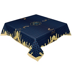 Castle Eid Mubarak Table Runner Waterproof Rectangle Tablecloths, for Islamic Lantern Ramadan Dinner Party Decorations, Castle Pattern, 1780x1330mm