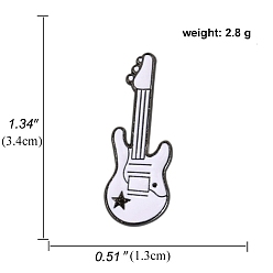 Guitar Épingles en émail blanc pour instruments de musique, broche en alliage pour les mélomanes, guitare, 34x13mm