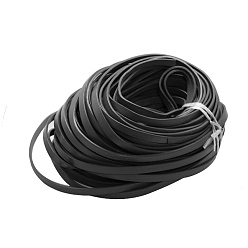 Черный Шнур натуральной кожи, кожаный шнур ювелирных изделий, чёрные, 10x2.5 мм
