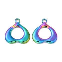 Rainbow Color 304 Stainless Steel Pendants, Heart Charm, Rainbow Color, 21.5x20x2mm, Hole: 2mm