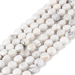 Howlite Natural Howlite Beads Strands, Faceted, Flat Round, 7x4mm, Hole: 1mm, about 58pcs/strand, 14.88''(37.8cm)