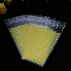 Jaune Sacs de cellophane en plastique rectangle, pour l'emballage de rouge à lèvres, motif de points de polka, jaune, 13x5 cm, épaisseur unilatérale: 0.035 mm, mesure intérieure: 10x5 cm, environ 96~100 pcs / sac