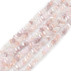 Rose Brumeux Brins de perles de verre de galvanoplastie de couleur dégradée, de couleur plaquée ab , facette, triangle, rose brumeuse, 4x3.5x3mm, Trou: 0.8mm, Environ 133~144 pcs/chapelet, 14.49~15.55 pouce (36.8~39.5 cm)