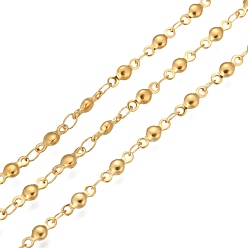 Golden 304 Stainless Steel Chains, Flat Round Link Chains, Soldered, with Spool, Golden, 8x3x2mm, about 32.8 Feet(10m)/roll