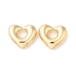 Real 18K Gold Plated Brass Beads, Heart, Real 18K Gold Plated, 12x13x4mm, Hole: 4.5mm