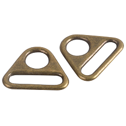 Bronze Antique Triangle de réglage en alliage avec clips pivotants de barre, boucles à anneau en d, bronze antique, 24.5x32.5x2.2mm