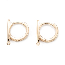 Real 14K Gold Plated Brass Hoop Earring Findings, with Horizontal Loop, Ring, Real 14K Gold Plated, 17x13.5x2.5mm, Hole: 1mm, Pin: 0.7mm