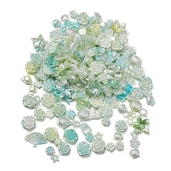 Dark Sea Green DIY Gradient Color Style Jewelry Making Finding Kits, Including Plastic Bead & Cabochon & Link & Pendants, Butterfly/Leaf/Flower/Bowknot/Shell/Star Shapes, Dark Sea Green, 8~34.5x8~40x2~11mm, Hole: 1~6mm, about 804pcs/500g