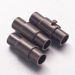 Bronze Fermoirs magnétiques à tube de verrouillage en laiton, colonne, gris anthracite, 15x6mm, Trou: 4mm
