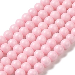 Pink Cubic Zirconia Imitation Pearl Bead Strands, Round, Pink, 5mm, Hole: 0.8mm, about 70~75pcs/strand, 13.66''~14.72''(34.7~37.4cm)