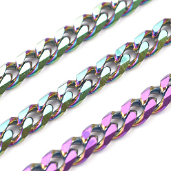 Rainbow Color Ion Plating(IP) 304 Stainless Steel Twisted Chains, Curb Chains, Unwelded, with Spool, Rainbow Color, about 32.8 Feet(10m)/roll, 4x3.0x1mm, 66x61mm