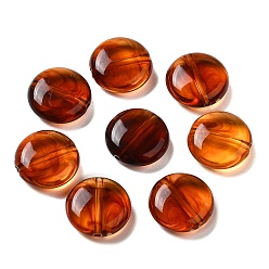 Coconut Brown Transparent Acrylic Beads, Flat Round, Coconut Brown, 11.5x4.5mm, Hole: 1.2mm, about: 1150pcs/500g
