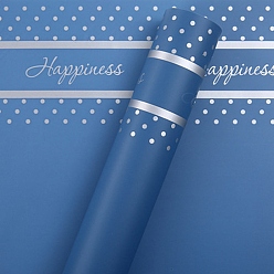 Морской Синий 20 листы слово счастье водонепроницаемая пластиковая подарочная упаковочная бумага, квадратный, сложенный букет цветов украшение оберточной бумаги, Marine Blue, 570x570 мм