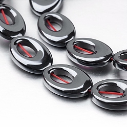 Non-magnetic Hematite Non-magnetic Synthetic Hematite Beads Strands, Oval, 14x10x3mm, Hole: 1mm, about 29pcs/strand, 15.7 inch(40cm)